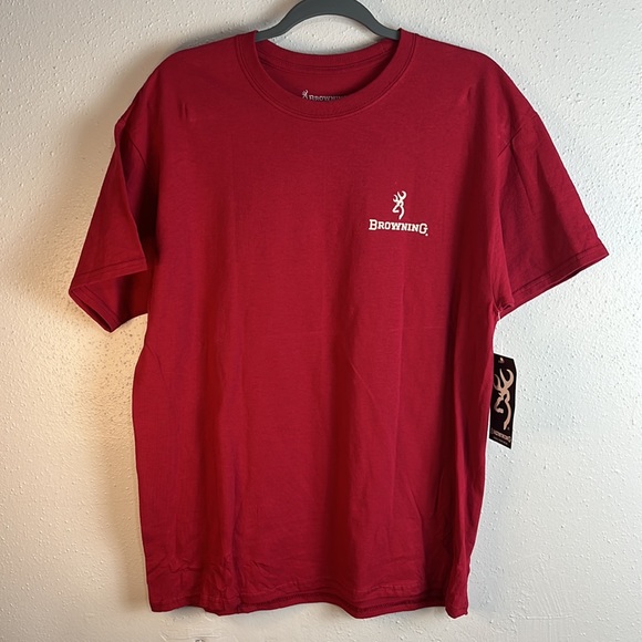 Browning Men's Tee T-Shirt Sz Large Red Short Sleeve Graphic Home Of The Brave - Picture 3 of 4